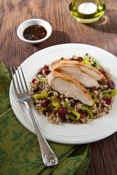 Post image for Apricot Glazed Chicken with Cranberry Rice Pilaf
