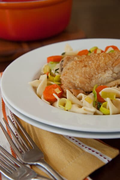 Post image for Cider  Vinegar Braised Chicken with Carrots and Noodles