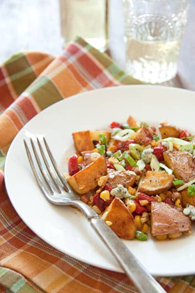 Post image for Roasted Potato Salad with Corn, Red Bell Peppers and Pancetta