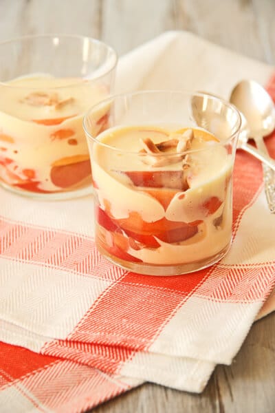 Post image for Peaches in Vanilla Syrup with Amaretto Sabayon