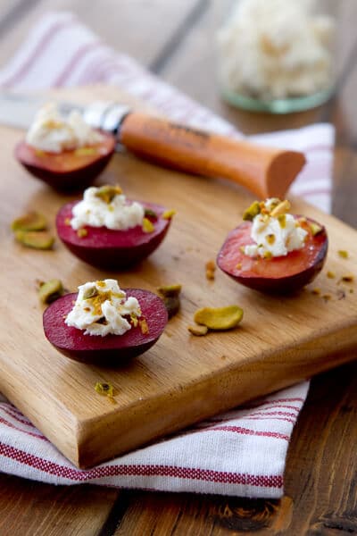 Post image for Plum Bites with Goat Cheese and Pistachios