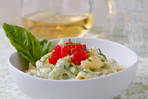 Pasta with Basil Yogurt Sauce