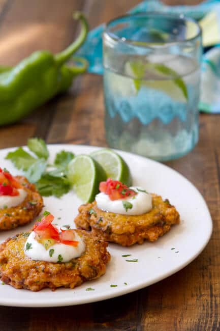 Hatch chile and Corn Fritters