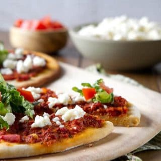 Chorizo Flatbreads with Queso Fresco and Tomato Salad