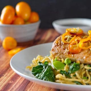 Salmon Yakisoba with Kumquats