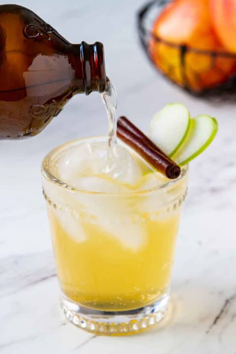 Apple Cider Bourbon cocktail in a cocktail glass.
