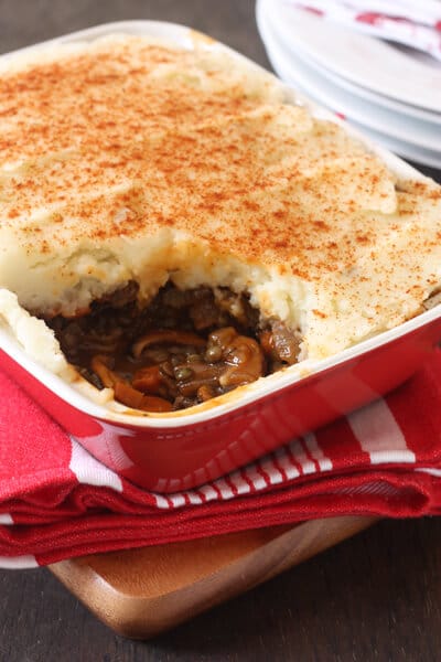 Wild mushroom and lentil shepherd's Pie. A Vegetarian version of a comfort food classic.