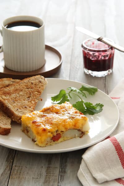 Cheesy Potato Bake - an easy dinner or breakfast with cheese, eggs and potatoes!