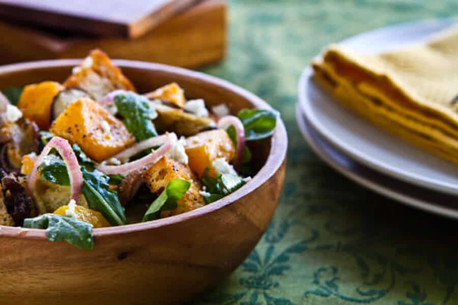 Spanish influenced Roasted Butternut Squash Panzanella Salad with Sherry Vinaigrette  bursts with flavor using this one simple technique.