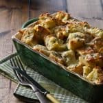 Easy cheese and herb bread pudding is just what it sounds like - easy and cheesy, it's a great side dish for the holidays!