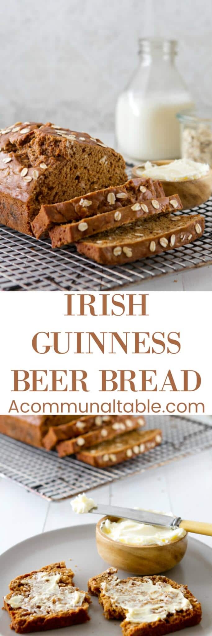 This Irish Guinness Beer Bread recipe is tender, moist and incredibly easy! A little sweet and malty it's the perfect partner to irish stew!