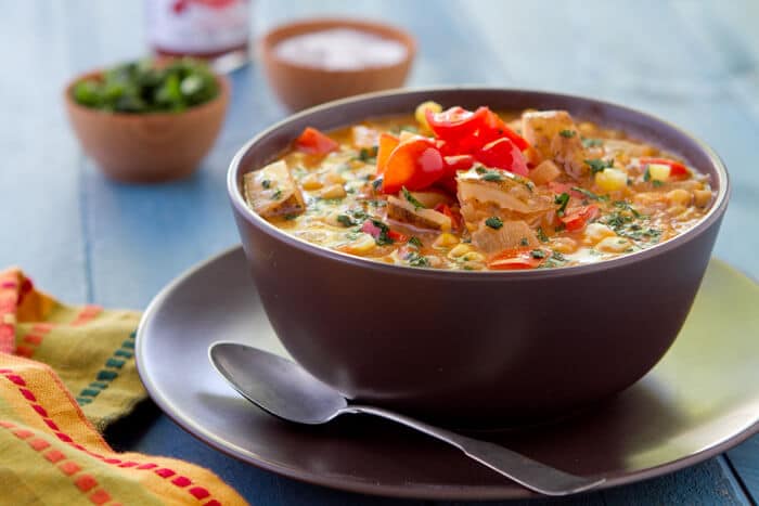 Got leftover salsa? Make soup!! This seriously simple chicken Salsa Chowder recipe is chock full of flavor and makes great use of refrigerator "odds and ends". 