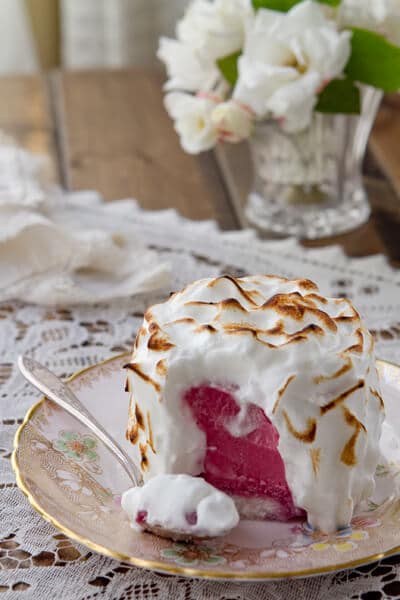 Baked Alaska with angel food cake and sorbet