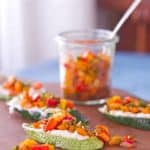 grilled zucchini Brushcetta with pepper relish