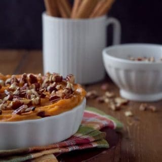 With no peeling and no boiling, this easy, pecan topped Brown Butter Sweet Potato Casserole is a holiday must make.