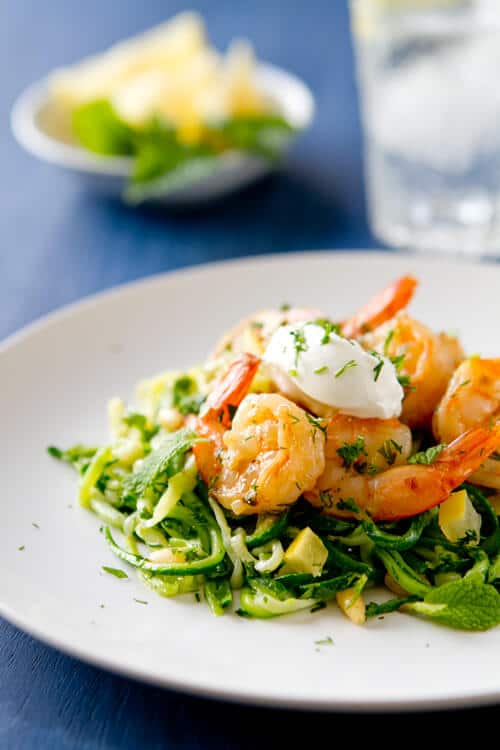 Creamy Lemon Herb Shrimp With Zucchini Noodles