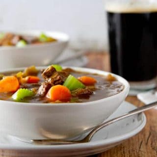 Rich and satisfying, this St. Patrick's Beef and Guinness Stew is a wonderful make ahead one dish dinner for St. Patrick's day or any other day.