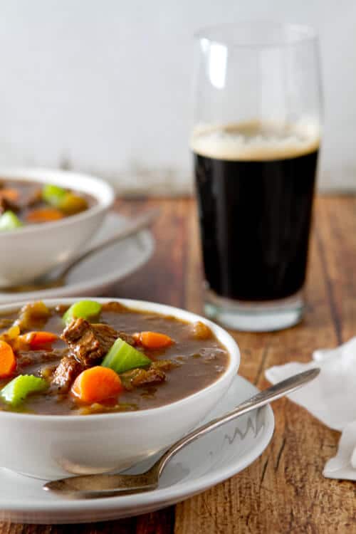 St. Patrick's Day Beef and Guinness Stew in a bowl.