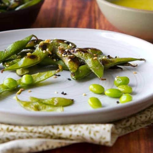 Charred Edamame with Miso Lemon Dipping Sauce - A Communal Table