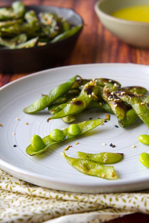 Charred Edamame with Lemon Miso Dipping Sauce