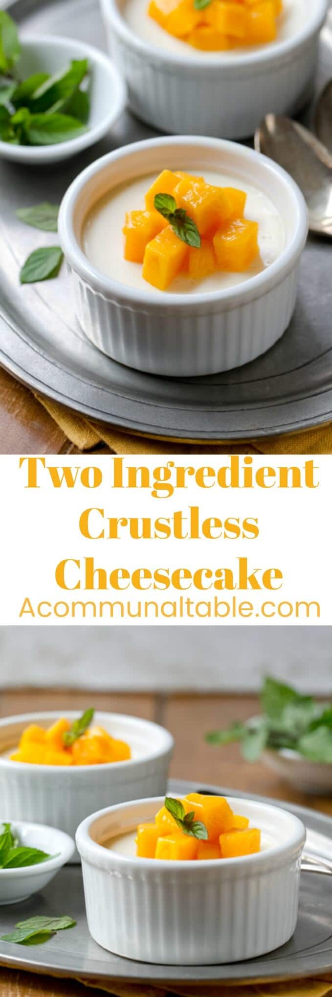 Two Ingredient Crustless Cheesecake | A Communal Table