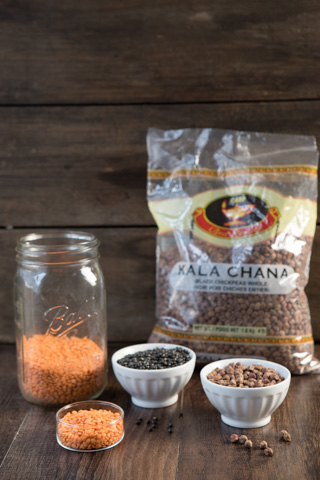 selection of beans and lentils in the Indian market