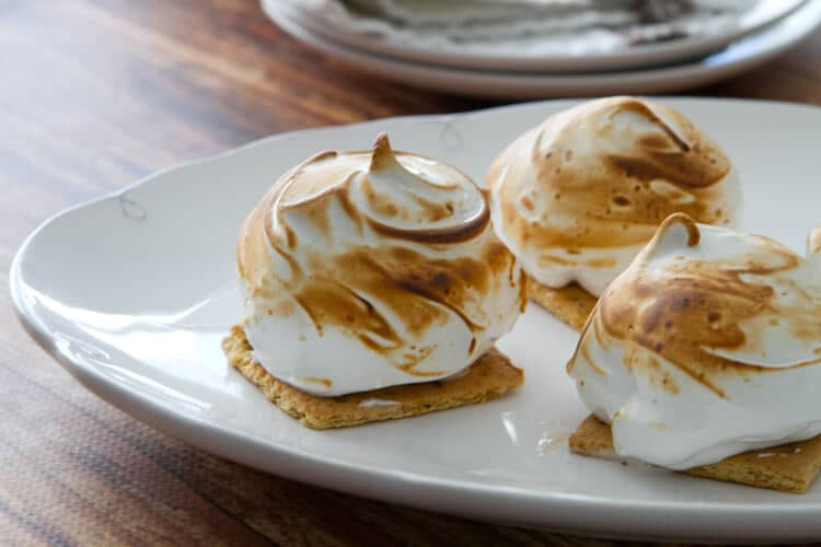 S'mores Baked Alaska! A cross between a s'more and an ice cream cone. An easy and fun summer dessert that's a snap to make!