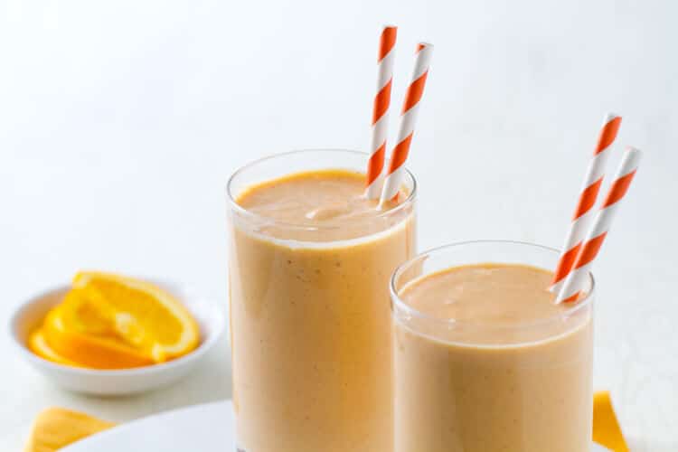 Loaded with vitamin A, calcium and protein, this creamy sweet potato and orange smoothie is just the thing to power your afternoon.