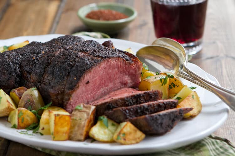 This Coffee and Spice Rubbed Sirloin Roast recipe is an easy and affordable make ahead dinner. Slow roasted in the oven, this roast is tender and juicy!