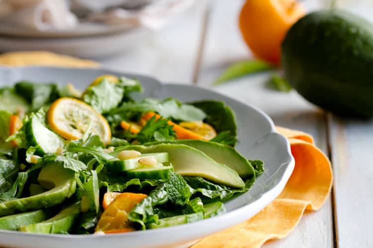 A caramelized citrus and avocado salad recipe with a citrus vinaigrette