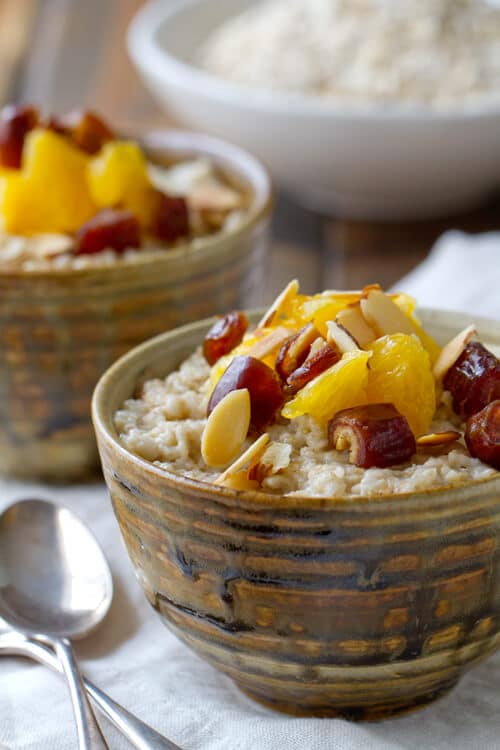 two bowls of Orange and Date Oatmeal