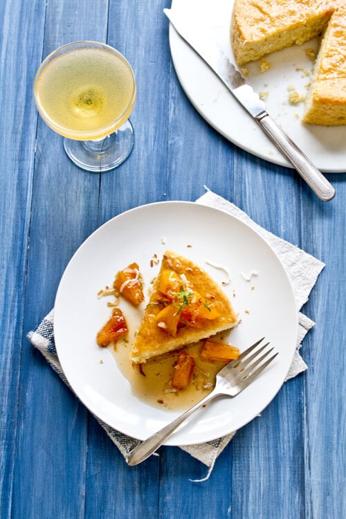 Coconut Cake with Caramelized Pineapple, Rum and Lime Syrup