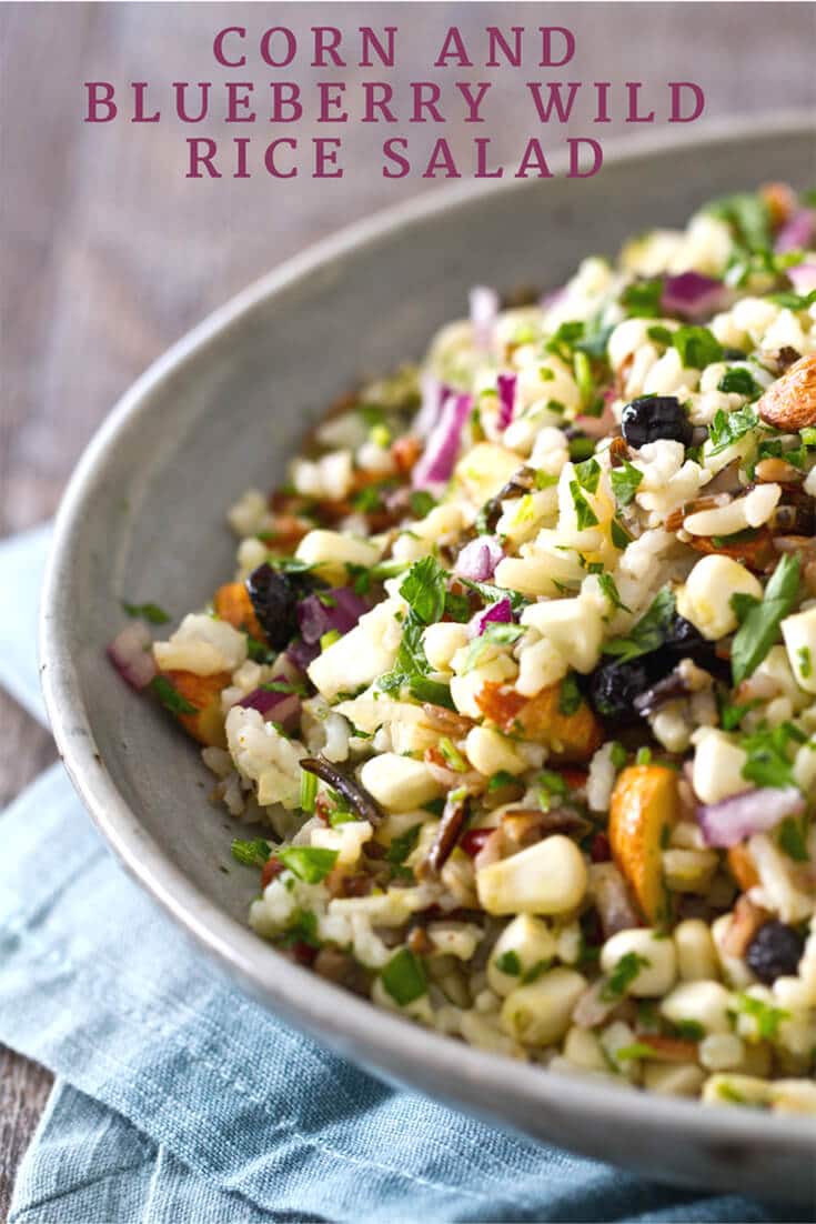 This healthy Corn and Blueberry Wild Rice Salad recipe is sweet, salty and crunchy and one you can't stop eating!