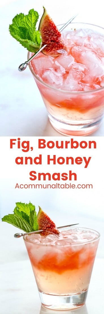 Fig season calls for a cocktail like this Fig, Bourbon and Honey Smash! Figs, bourbon, honey, lime and mint are combined in this make ahead summer cocktail!