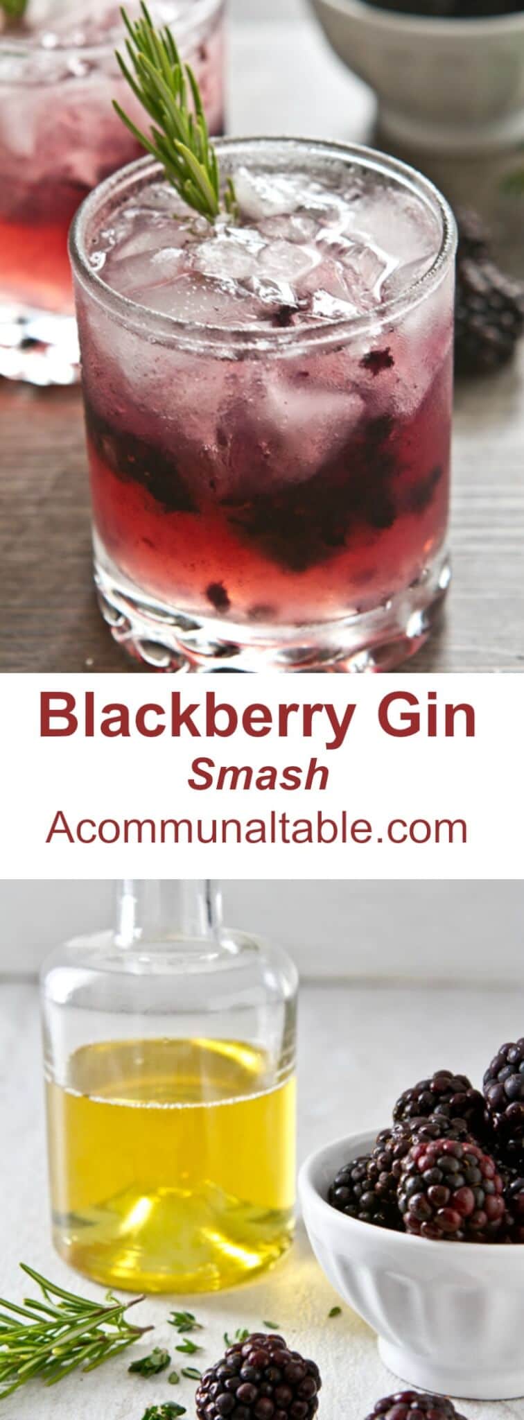 This Summer in Provence Cocktail is a smash! Crushed blackberries. gin, lemon juice and an infused rosemary thyme syrup make for easy summer sipping.