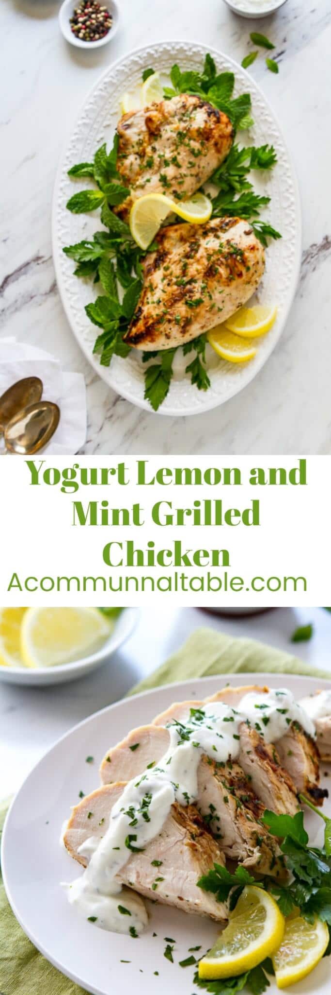 This Yogurt, Lemon and Mint Grilled Chicken recipe is incredibly moist, tender and juicy! So delicious and versatile you'll want leftovers!