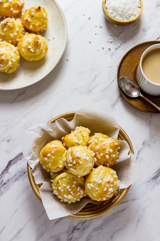 French sugar puffs are a buttery, tender and slightly sweet treat to serve with coffee, tea or dessert! Ready in under one hour, no rolling required!