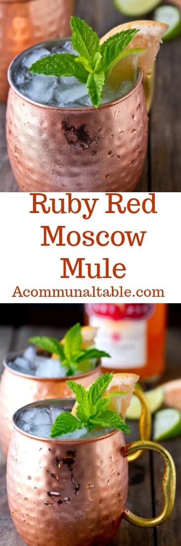 A delicious riff on the classic mule, this Ruby Red Moscow Mule cocktail uses Deep Eddy Ruby Red Vodka, lime and ginger. Sweet, tart and refreshing!