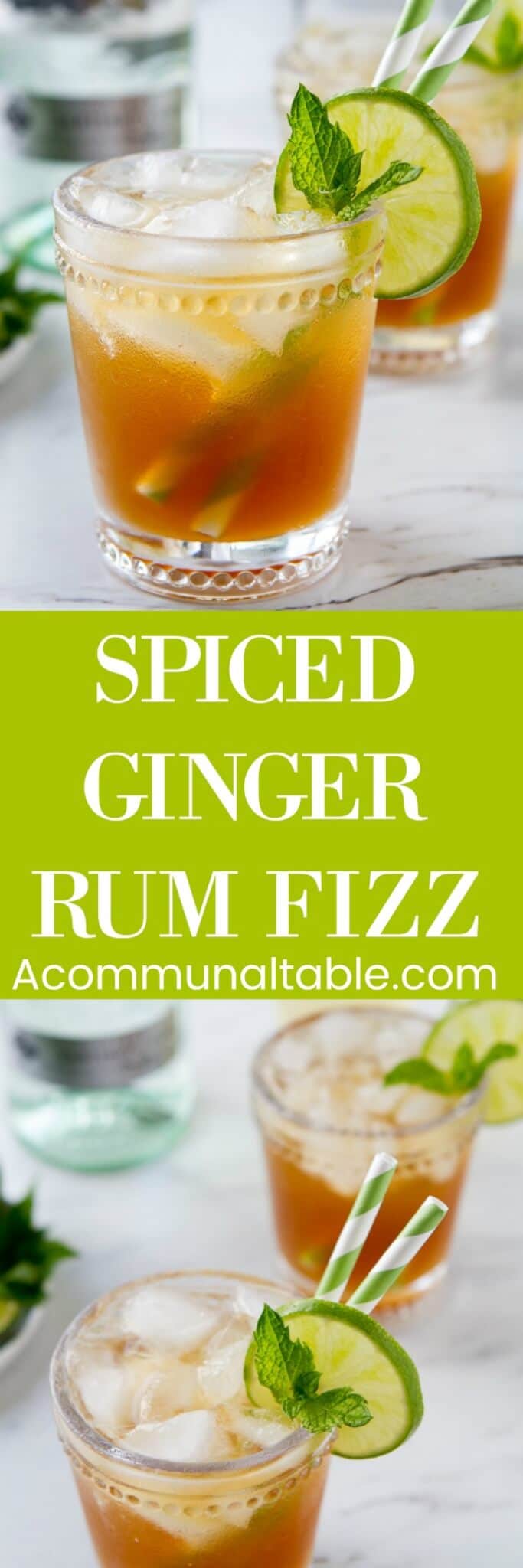 Inspired by rum punch, this spiced ginger rum fizz cocktail recipe is sweet, tart and refreshing! The key is a spiced simple syrup made from pantry staples.