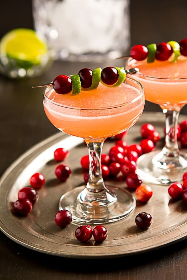 Ruby Red Cosmopolitan Cocktail in two glasses