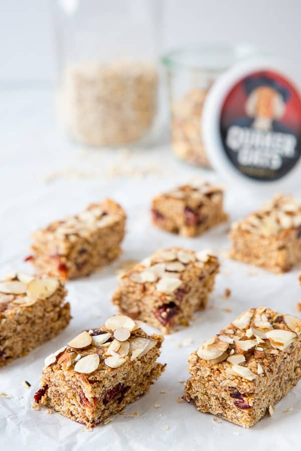 No Bake Flax Oatmeal Bars on a sheet of parchment