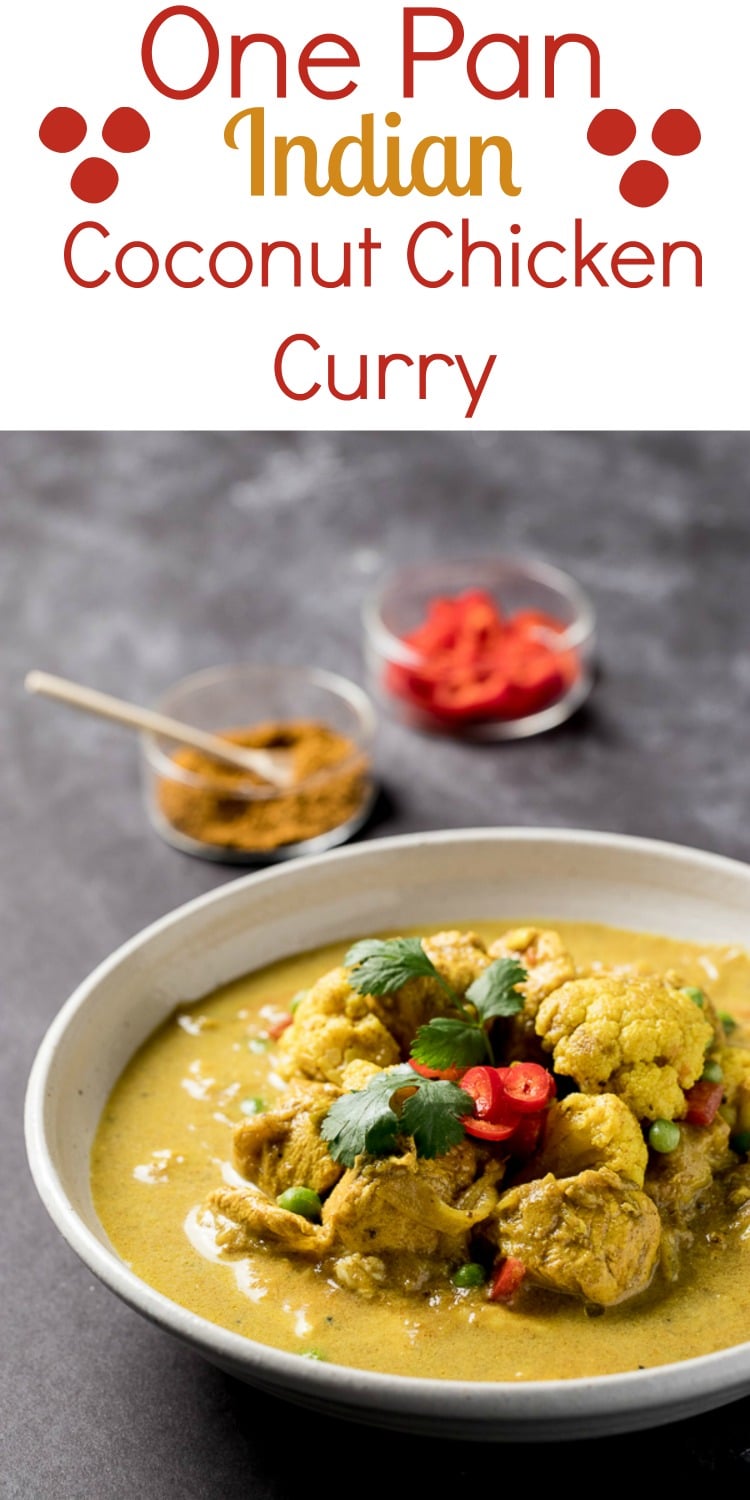 This one pan creamy coconut chicken curry is delicious, fast and flexible! Tender chicken and vegetables are coated in a luscious sauce that slightly sweet with a hint of spice. With my tips, this foolproof chicken curry is ready in under an hour!