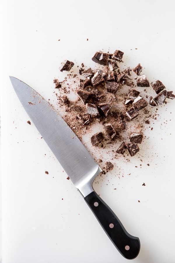 chopped mexican chocolate with knife