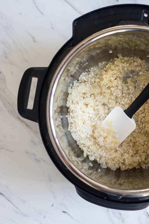 Arborio rice in the Instant Pot for Weeknight Instant Pot Parmesan risotto. 