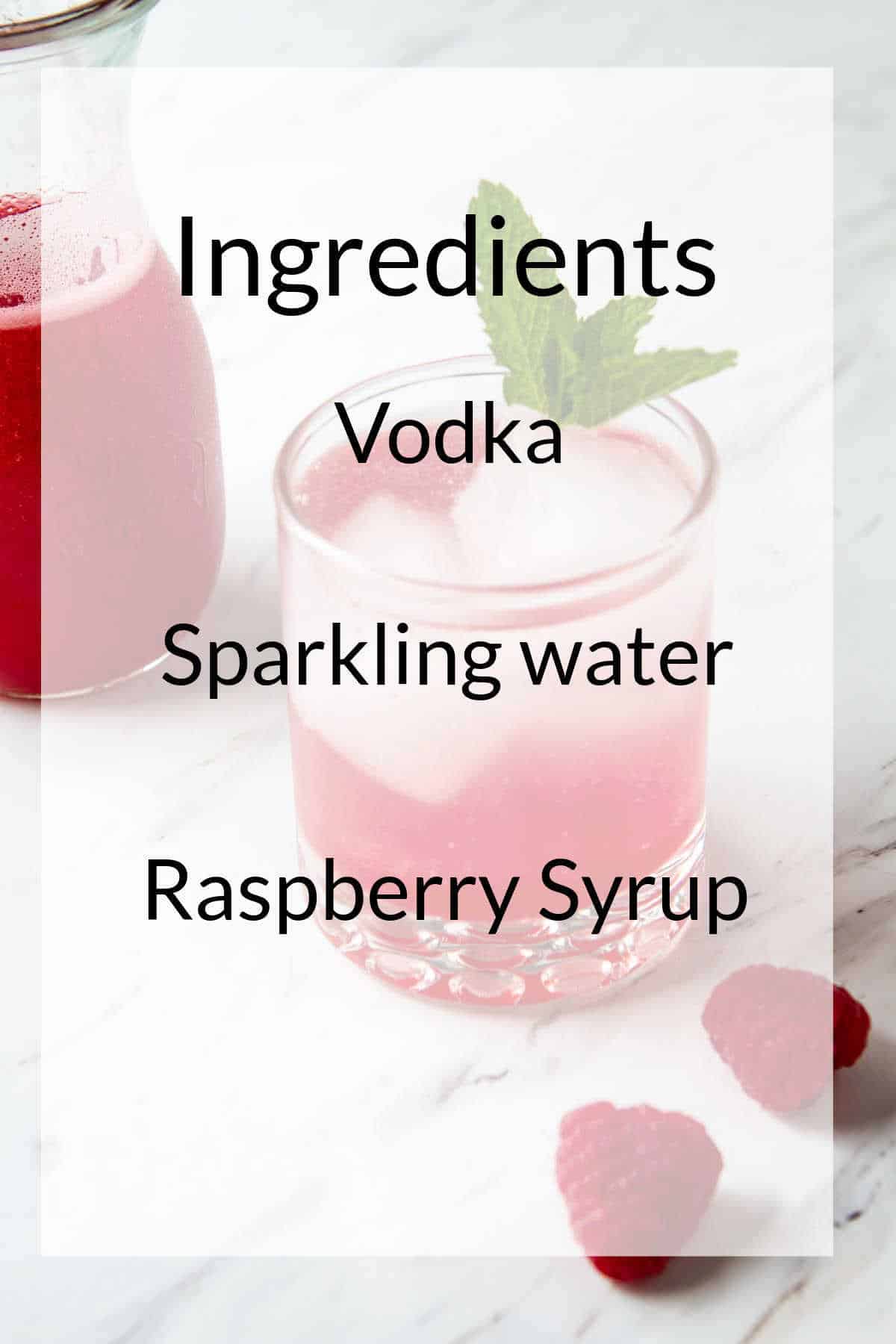 List of ingredients  for a vodka spritzer.