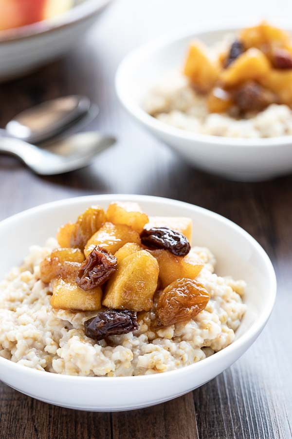 instant pot steel cut oats recipe with apple compote.