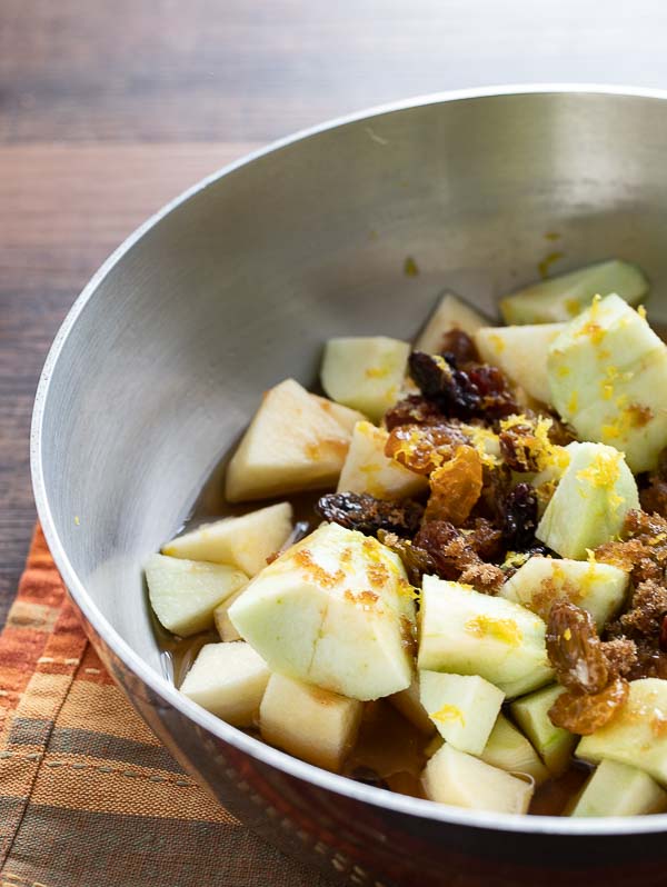 saucepan with apple compote ingredients for the instant pot steel cut oats recipe