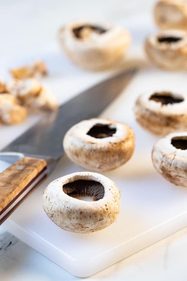 mushroom caps ready to be stuffed.