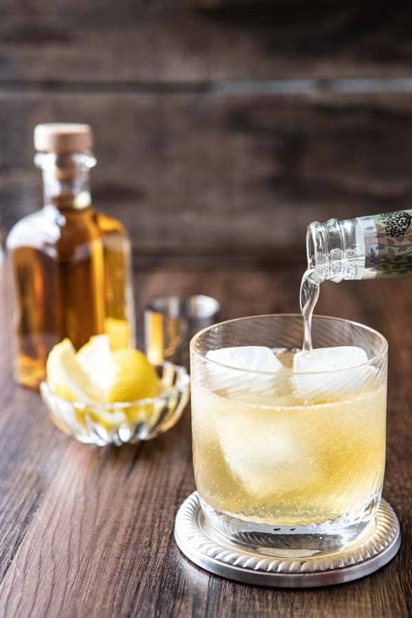 topping the moscow mule with whiskey with ginger ale. 