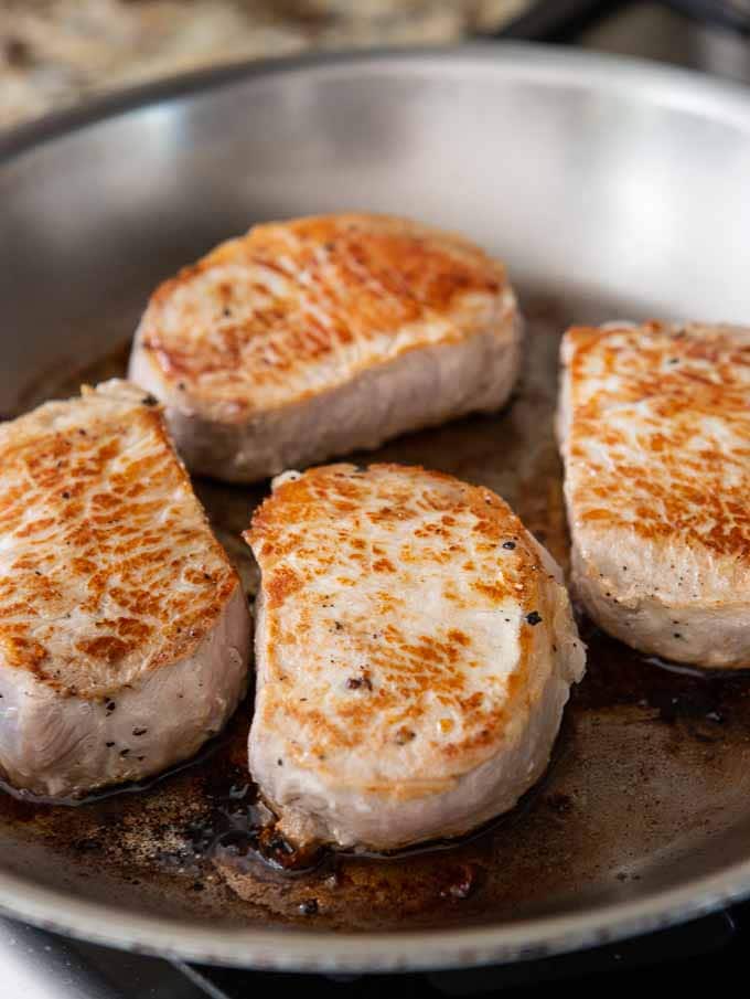 Pan Seared Pork Chops with Honey Garlic Sauce - A Communal Table